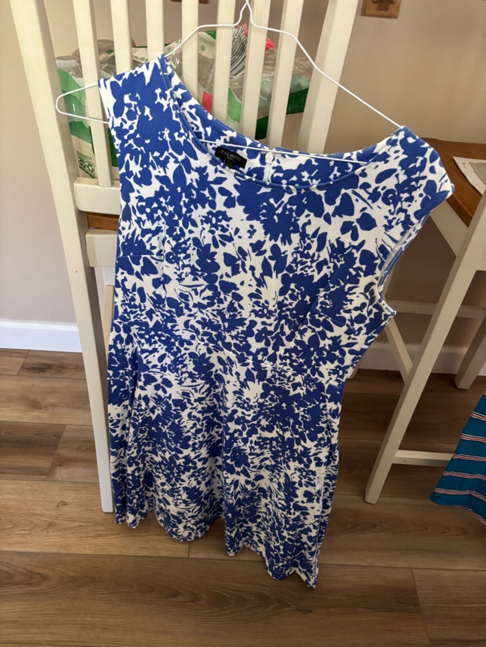 Talbots Blue and White Floral Print Mini Dress